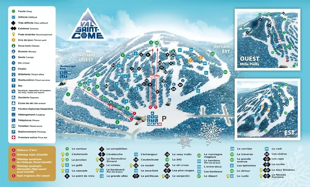 Ski Val Saint-Côme — carte des pistes